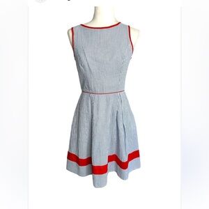 Jessica Simpson Blue/white Seersucker A-Line Sleeveless Dress Size 10 NWOT